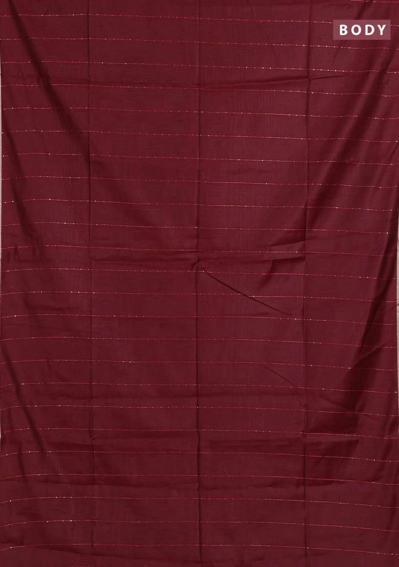 Jamdhani Cotton Saree Maroon With Allover Squin Work And Jamdhani Pallu With Traditional Woven Design For Women - Indya