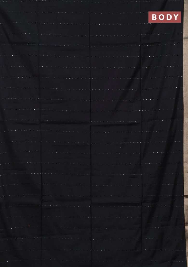 Jamdhani Cotton Saree Black With Allover Squin Work And Jamdhani Pallu With Traditional Woven Design For Women - Indya