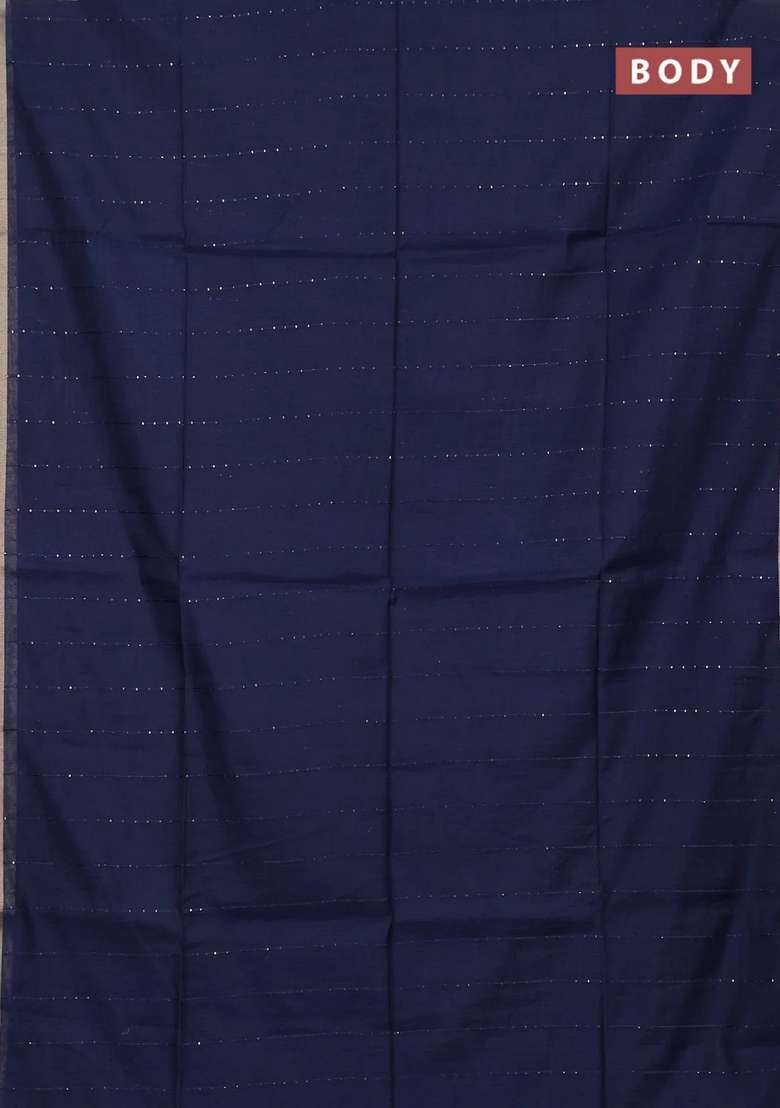Jamdhani Cotton Saree Navy Blue With Allover Squin Work And Zari Woven Border With Traditional Woven Design For Women - Indya