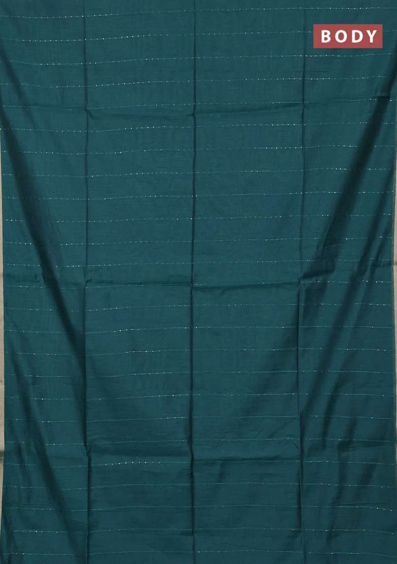Jamdhani Cotton Saree Peacock Green With Allover Squin Work And Zari Woven Border With Traditional Woven Design For Women - Indya