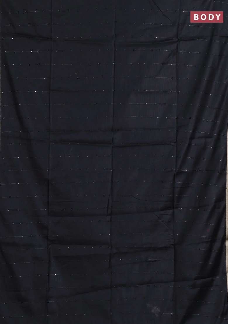 Jamdhani Cotton Saree Black With Allover Squin Work And Zari Woven Border With Traditional Woven Design For Women - Indya