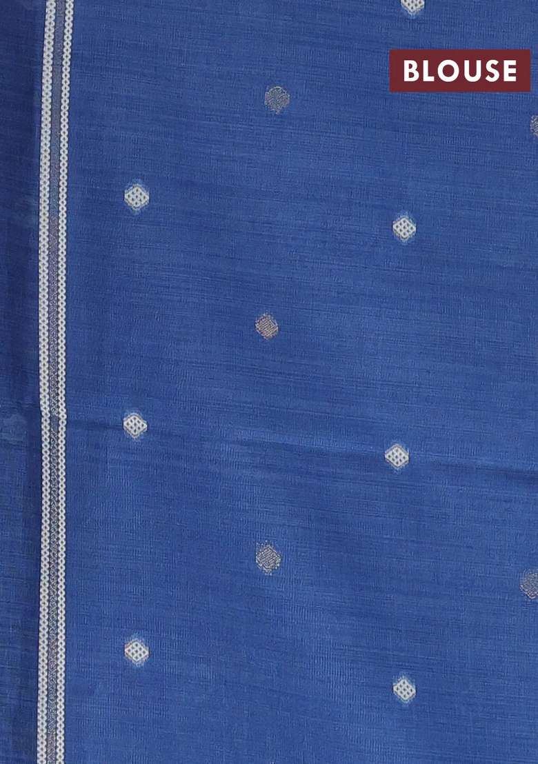 Jamdhani Cotton Saree Indigo Blue With Allover Thread Weaves And Thread Woven Border With Traditional Woven Design For Women - Indya