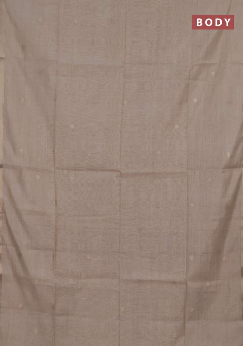 Jamdhani Cotton Saree Beige With Allover Zari Woven Buttas And Jamdhani Pallu With Buttas And Brocade Design For Women - Indya