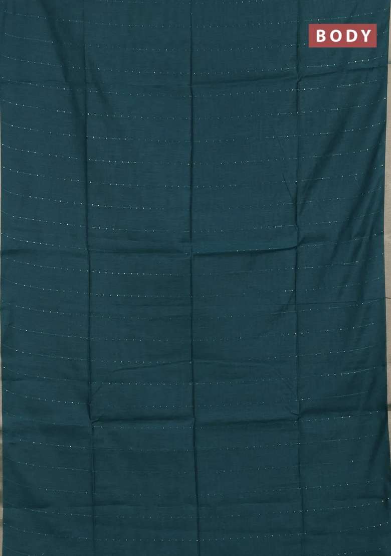 Jamdhani Cotton Saree Peacock Green With Allover Squin Work And Jamdhani Pallu With Traditional Woven Design For Women - Indya
