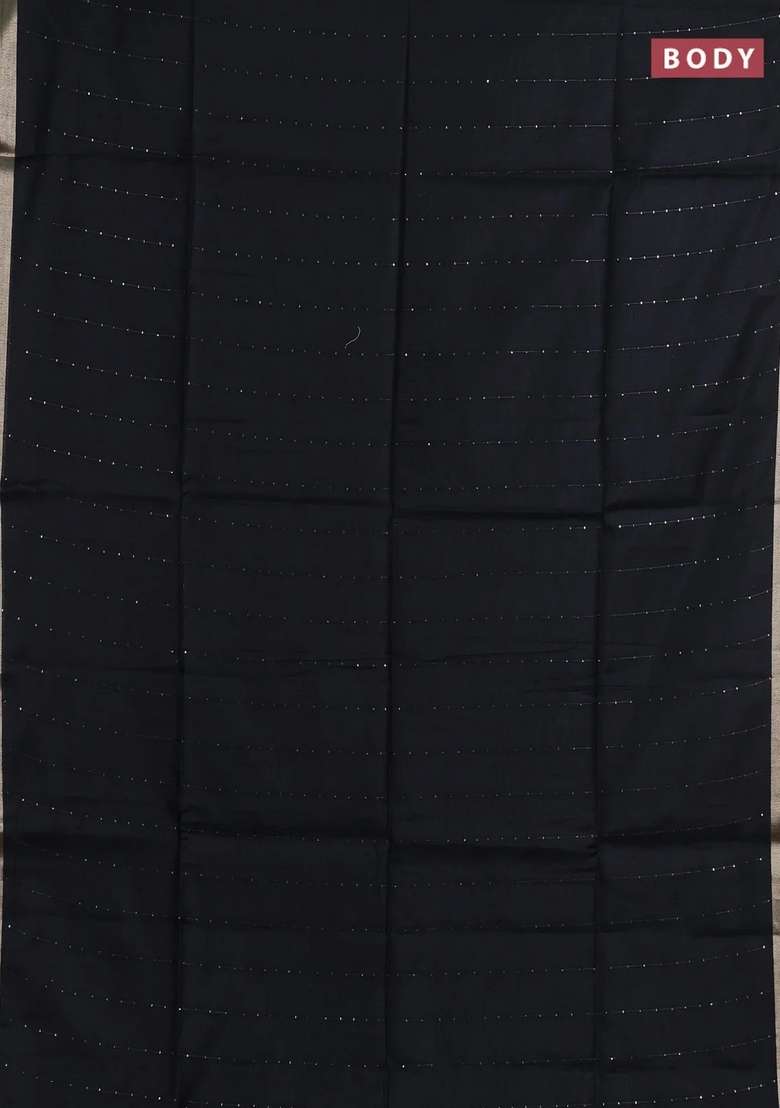 Jamdhani Cotton Saree Black With Allover Squin Work And Jamdhani Pallu With Traditional Woven Design For Women - Indya