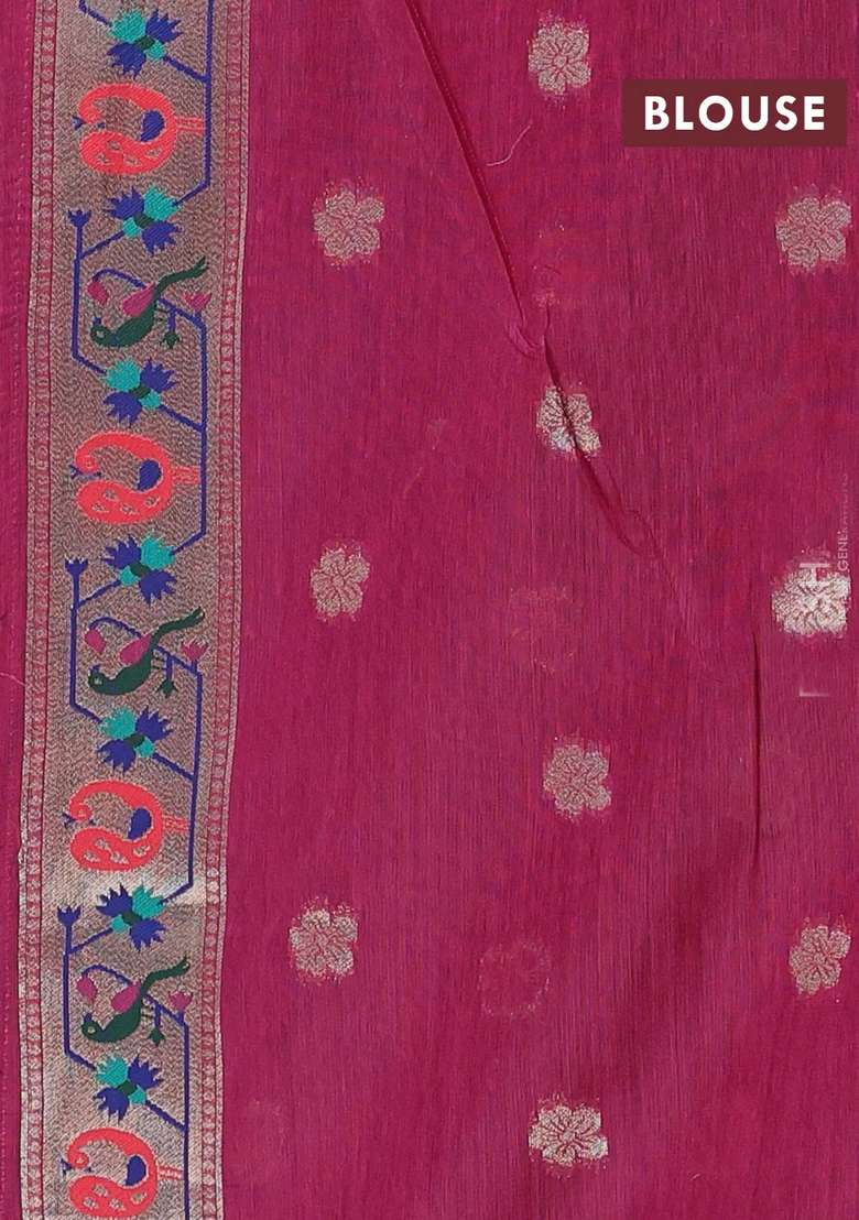 Jamdhani Cotton Saree Wine Shade With Allover Squin Work And Jamdhani Pallu With Traditional Woven Design For Women - Indya