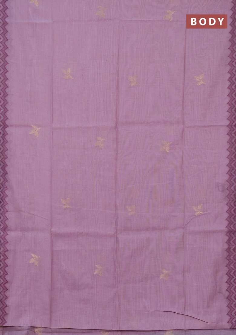 Jamdhani Cotton Saree Lavender And Purple With Zari Woven Buttas And Jamdhani Pallu With Buttas And Brocade Design For Women - Indya