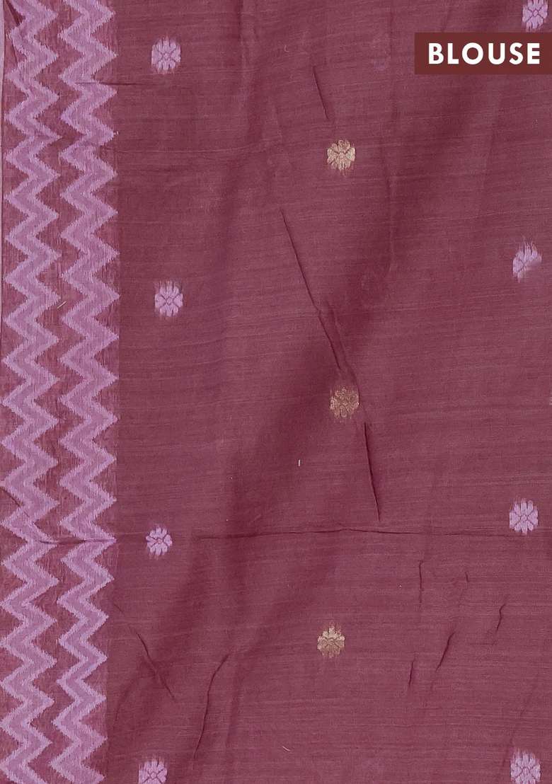Jamdhani Cotton Saree Lavender And Purple With Zari Woven Buttas And Jamdhani Pallu With Buttas And Brocade Design For Women - Indya