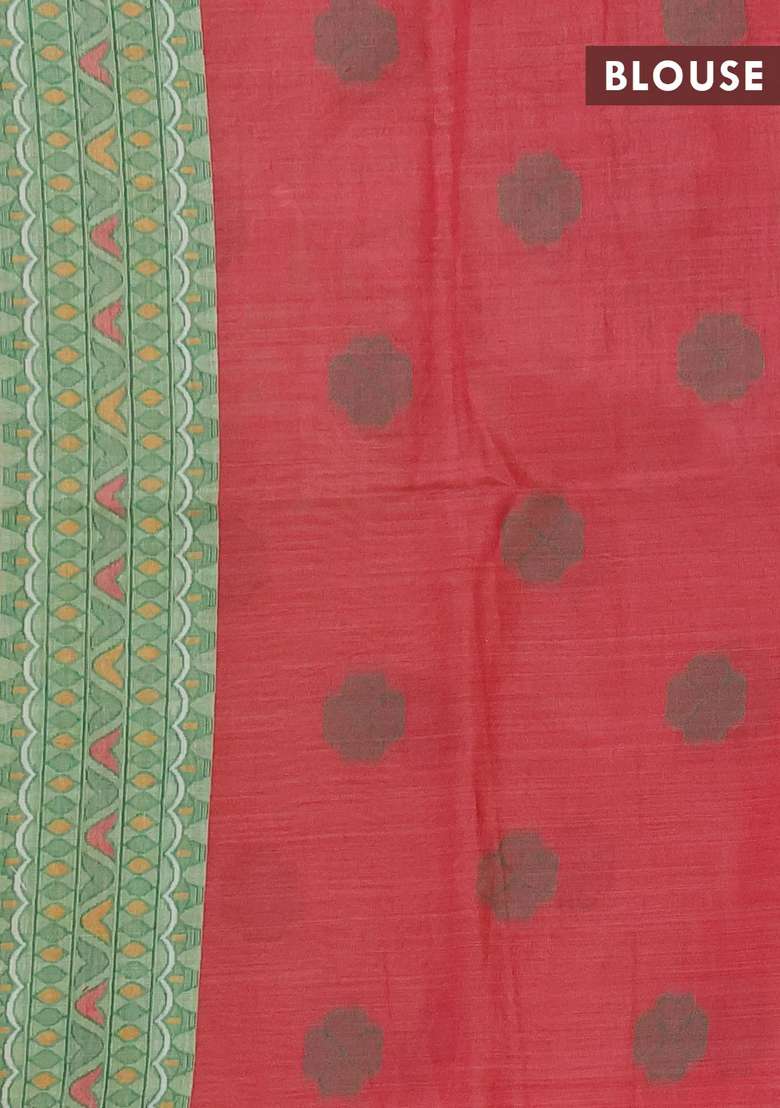 Jamdhani Cotton Saree Pista Green With Thread Buttas And Jamdhani Pallu With Buttas And Brocade Design For Women - Indya