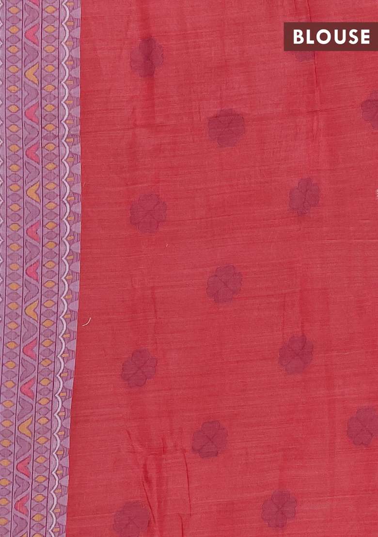 Jamdhani Cotton Saree Lavender With Thread Buttas And Jamdhani Pallu With Buttas And Brocade Design For Women - Indya