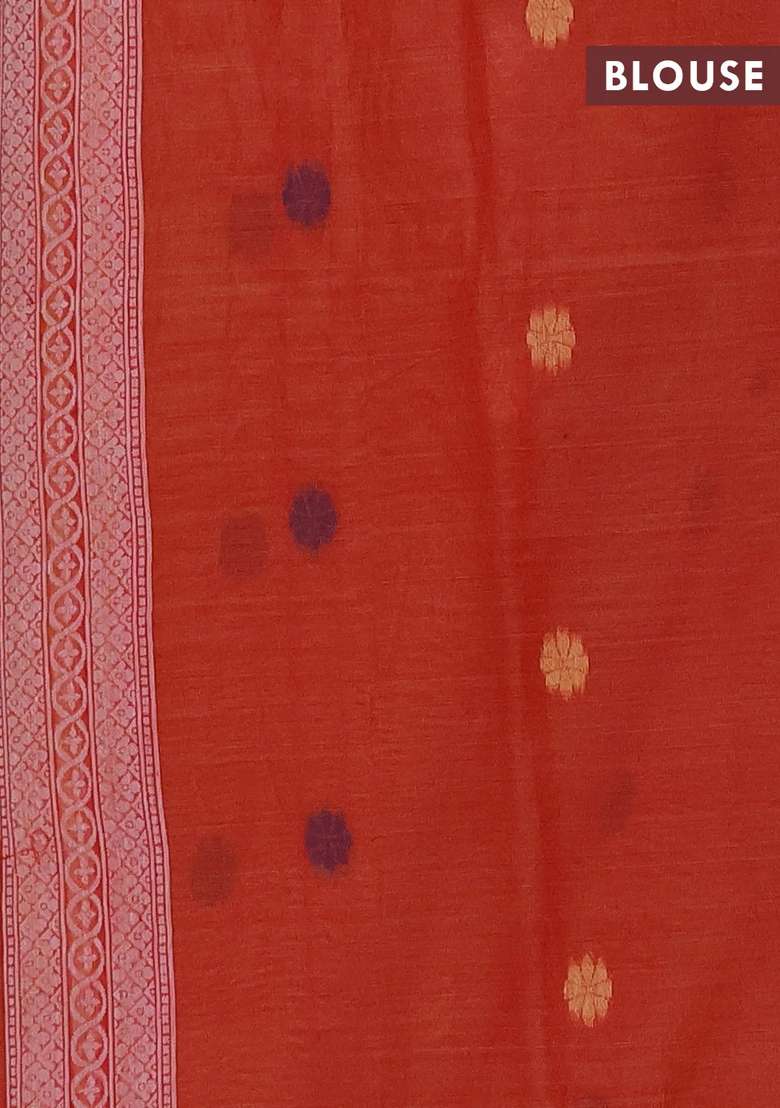 Jamdhani Cotton Saree Pale Yellow And Red With Thread Woven Buttas And Jamdhani Pallu With Buttas And Brocade Design For Women - Indya