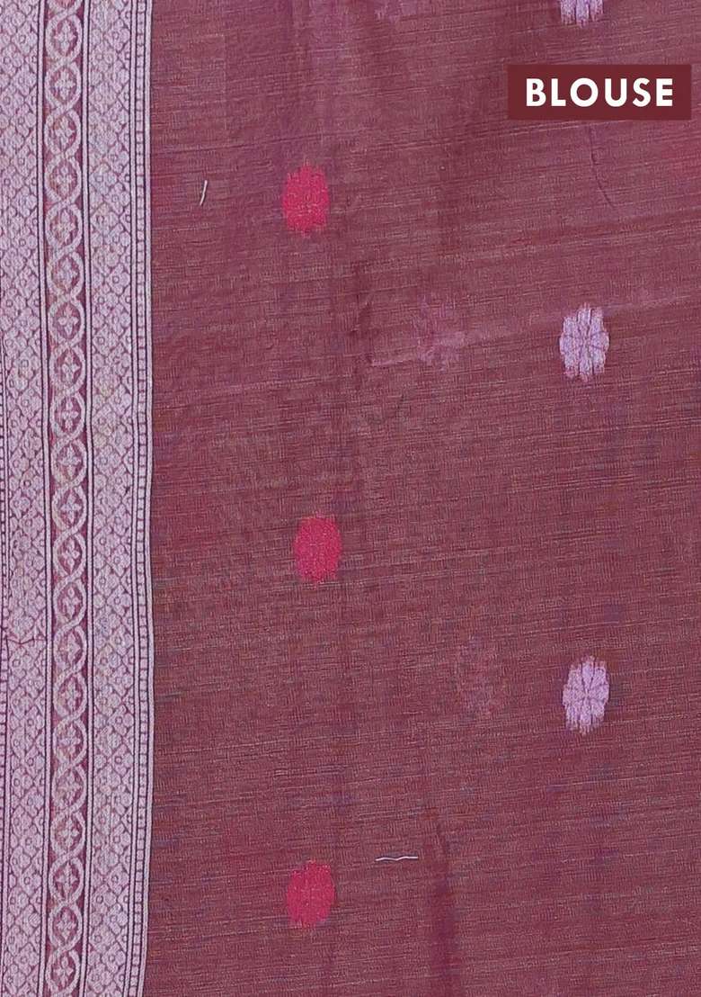 Jamdhani Cotton Saree Lavender And Purple With Thread Woven Buttas And Jamdhani Pallu With Buttas And Brocade Design For Women - Indya