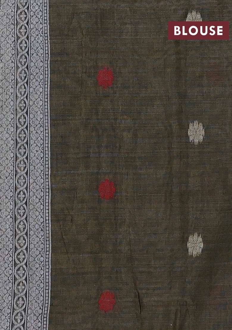 Jamdhani Cotton Saree Beige And Black With Thread Woven Buttas And Jamdhani Pallu With Buttas And Brocade Design For Women - Indya