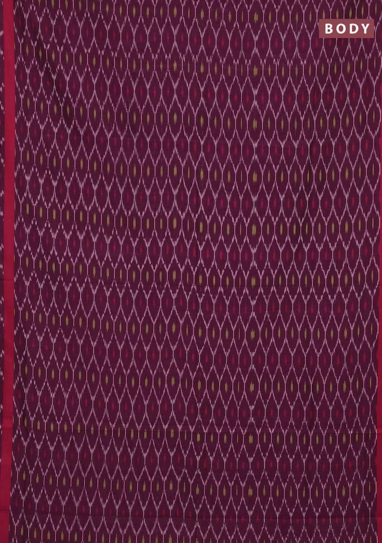 Ikat Cotton Saree Magenta Pink And Pink With Allover Ikat Weaves And Rettapet Ikat Woevn Border With Traditional Woven Design For Women - Indya