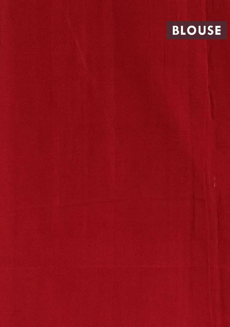 Ikat Cotton Saree Black And Red With Allover Ikat Weaves And Simple Border With Traditional Woven Design For Women - Indya