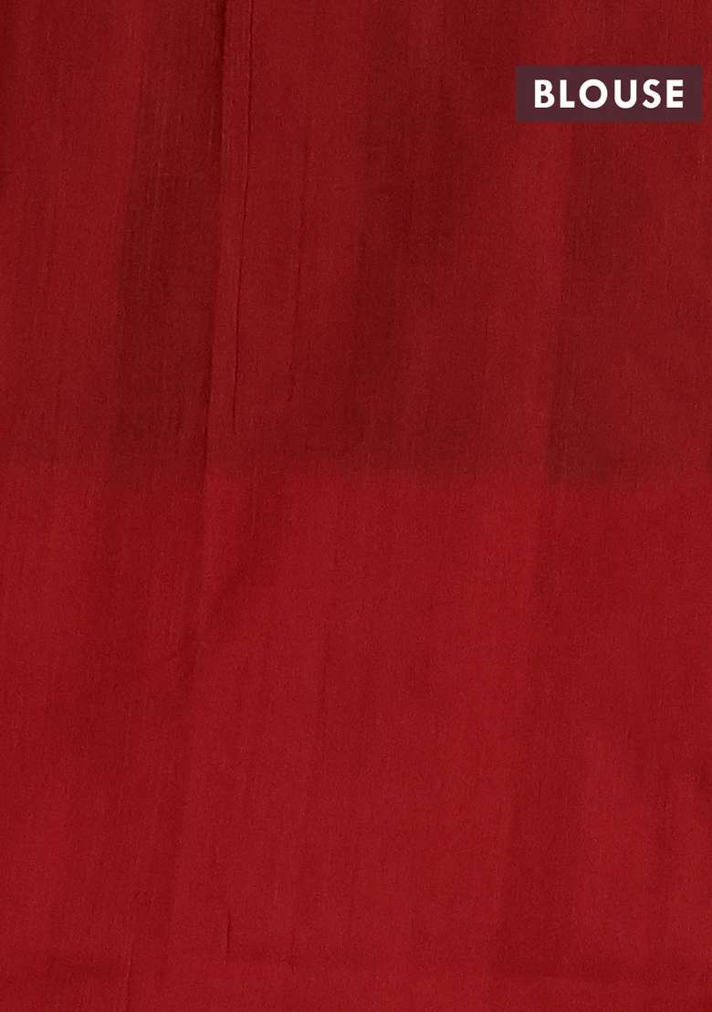 Ikat Cotton Saree Violet And Red With Allover Ikat Weaves And Long Ikat Woven Border With Traditional Woven Design For Women - Indya