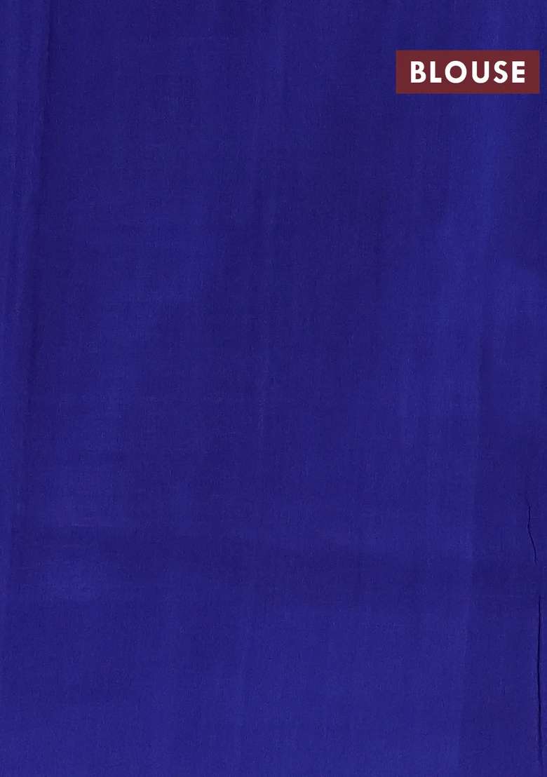 Ikat Cotton Saree Maroon And Blue With Allover Ikat Weaves And Simple Border With Traditional Woven Design For Women - Indya