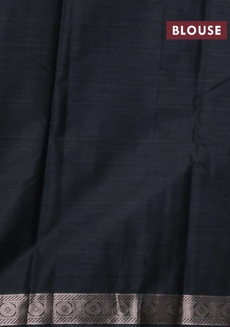 Bangalori Silk Saree Elephant Grey With Allover Ikat Weaves And Zari Woven Border With Traditional Woven Design For Women - Indya