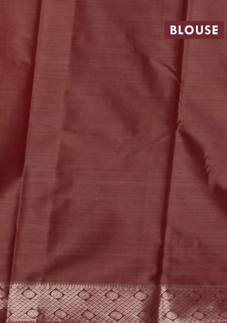 Bangalori Silk Saree Dark Sandal With Allover Ikat Weaves And Zari Woven Border With Traditional Woven Design For Women - Indya