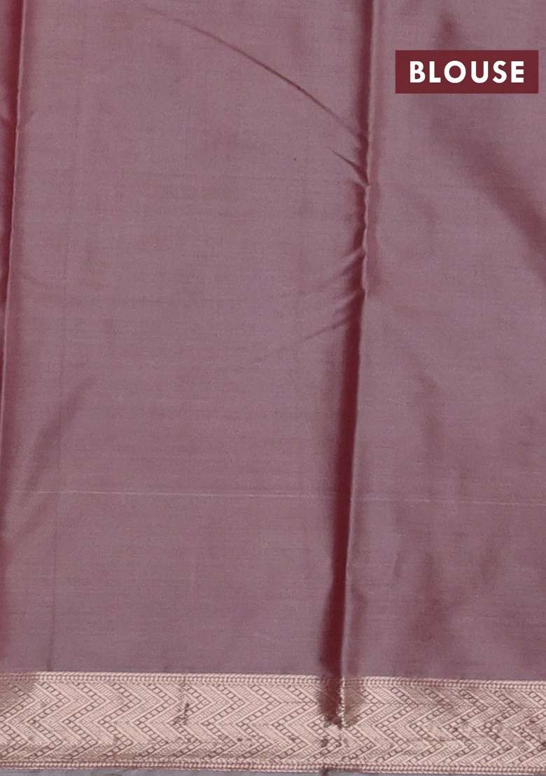 Bangalori Silk Saree Grey And Rust Shade With Allover Ikat Weaves And Zari Woven Border With Traditional Woven Design For Women - Indya