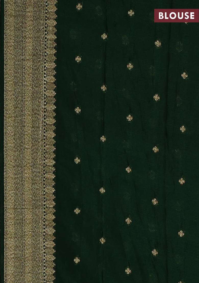 Banarasi Semi Crepe Saree Green With Allover Geometric Weaves And Woven Border With Traditional Woven Design For Women - Indya