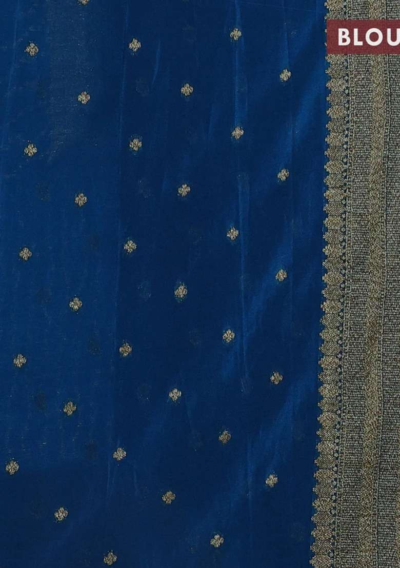 Banarasi Semi Crepe Saree Cs Blue With Allover Geometric Weaves And Woven Border With Traditional Woven Design For Women - Indya