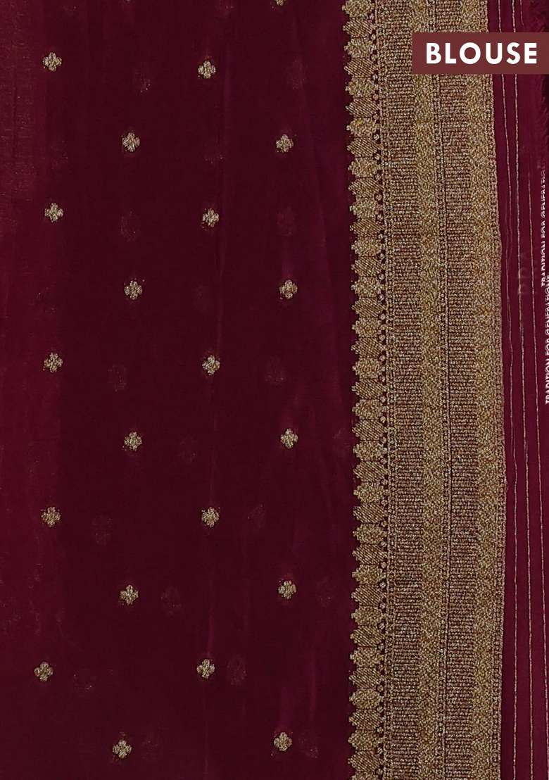Banarasi Semi Crepe Saree Wine Shade With Allover Geometric Weaves And Woven Border With Traditional Woven Design For Women - Indya