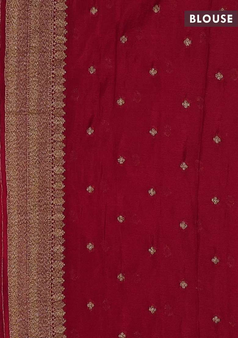 Banarasi Semi Crepe Saree Red With Allover Geometric Weaves And Woven Border With Traditional Woven Design For Women - Indya