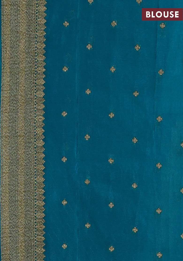 Banarasi Semi Crepe Saree Teal Blue With Allover Geometric Weaves And Woven Border With Traditional Woven Design For Women - Indya