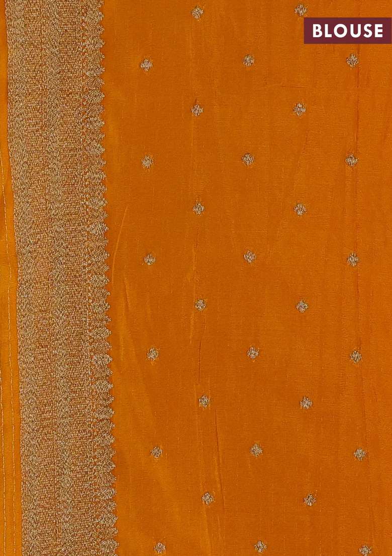 Banarasi Semi Crepe Saree Mango Yellow With Allover Geometric Weaves And Woven Border With Traditional Woven Design For Women - Indya