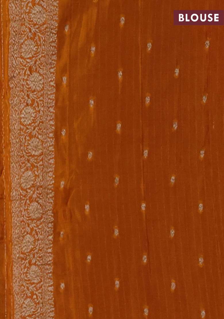 Banarasi Semi Crepe Saree Purple And Mustard Yellow With Woven Buttas And Woven Border With Buttas And Brocade Design For Women - Indya