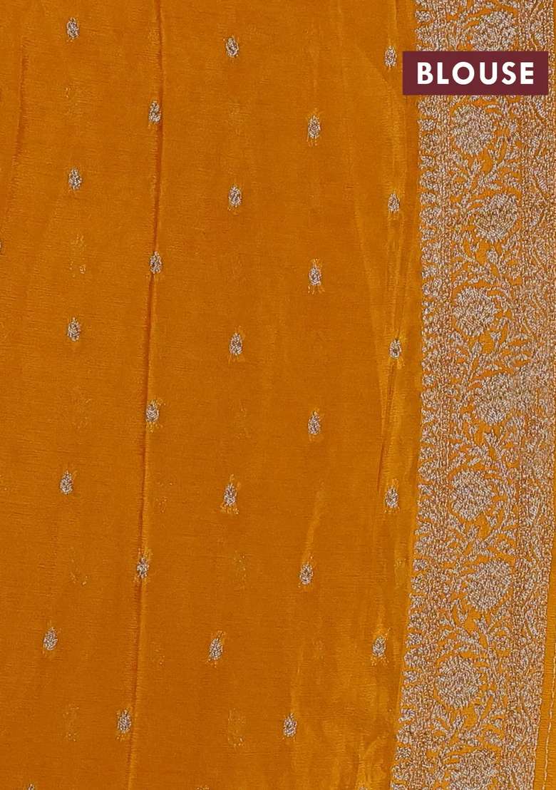 Banarasi Semi Crepe Saree Purple And Mustard Yellow With Woven Buttas And Woven Border With Buttas And Brocade Design For Women - Indya
