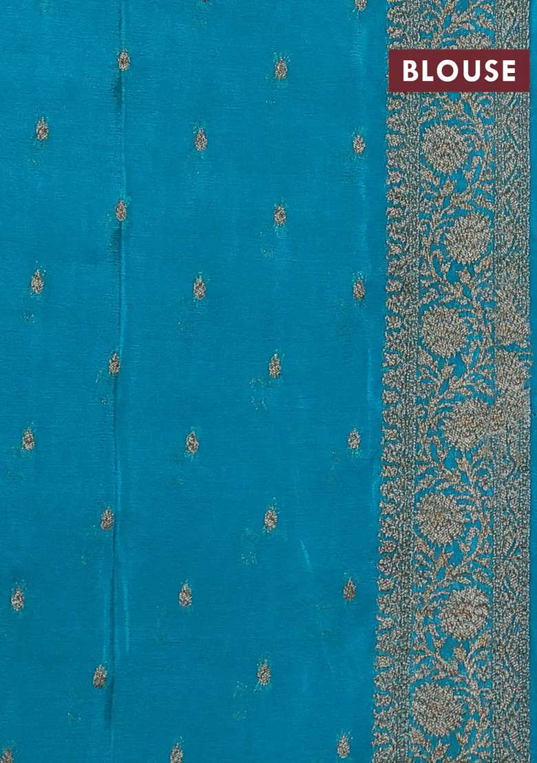 Banarasi Semi Crepe Saree Violet And Teal Blue With Woven Buttas And Woven Border With Buttas And Brocade Design For Women - Indya