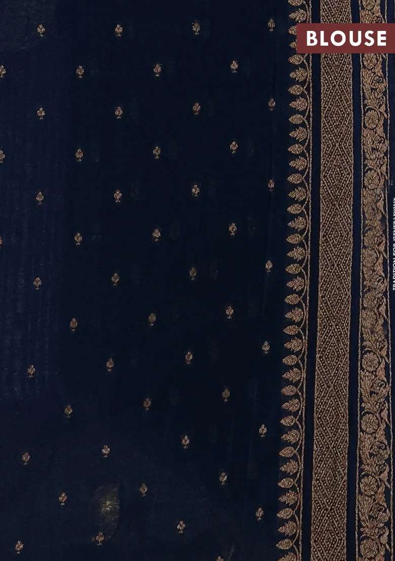 Banarasi Semi Crepe Saree Peacock Blue With Allover Thread Zari Weaves And Woven Border With Traditional Woven Design For Women - Indya