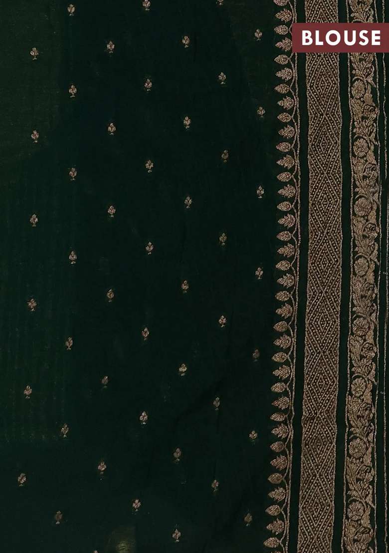 Banarasi Semi Crepe Saree Green With Allover Thread Zari Weaves And Woven Border With Traditional Woven Design For Women - Indya