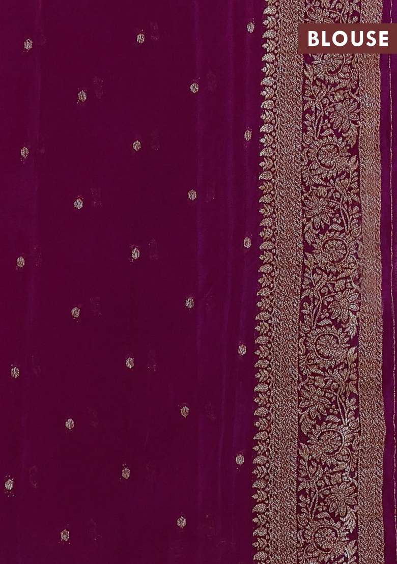 Banarasi Semi Crepe Saree Purple With Allover Thread Zari Weaves And Woven Border With Traditional Woven Design For Women - Indya