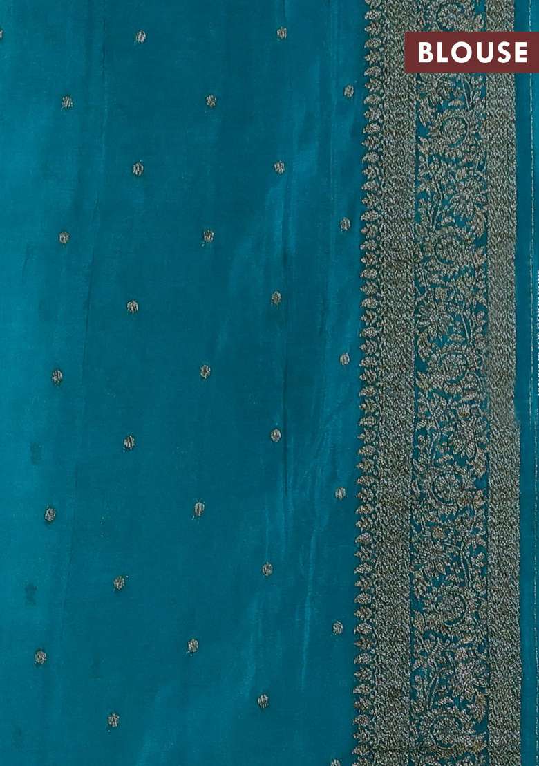 Banarasi Semi Crepe Saree Teal Blue With Allover Thread Zari Weaves And Woven Border With Traditional Woven Design For Women - Indya