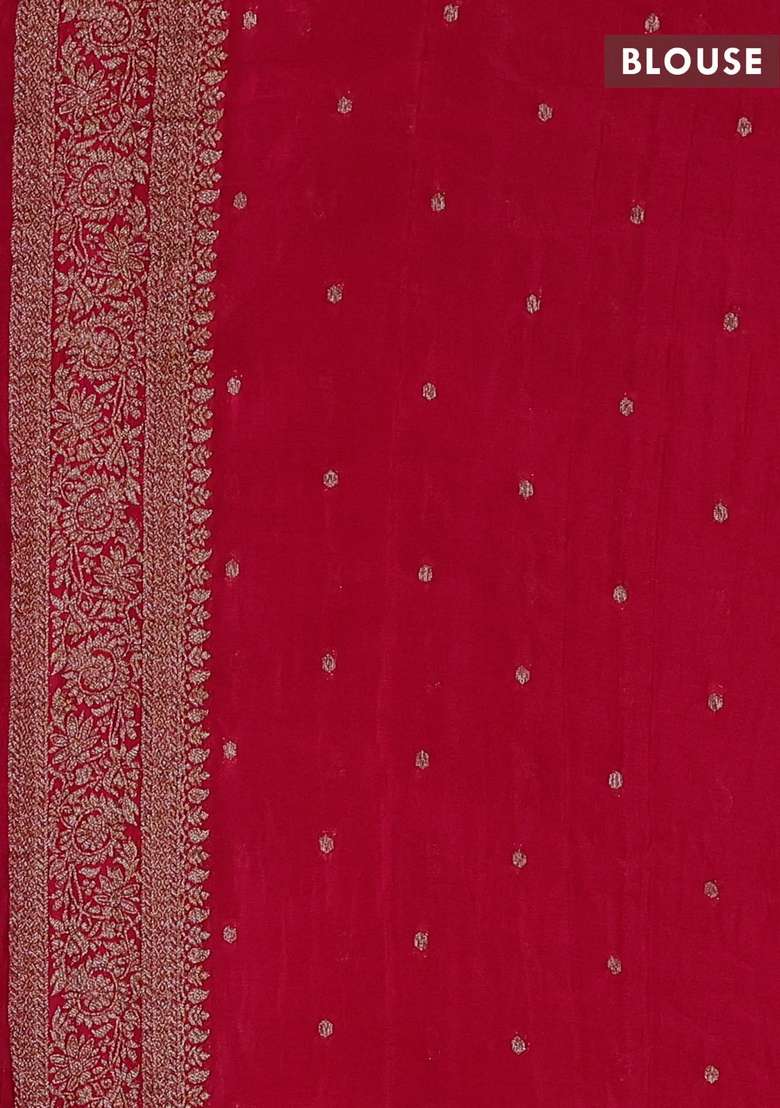 Banarasi Semi Crepe Saree Pink With Allover Thread Zari Weaves And Woven Border With Traditional Woven Design For Women - Indya