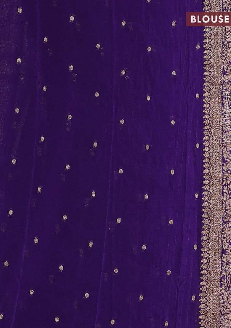 Banarasi Semi Crepe Saree Violet With Allover Thread Zari Weaves And Woven Border With Traditional Woven Design For Women - Indya