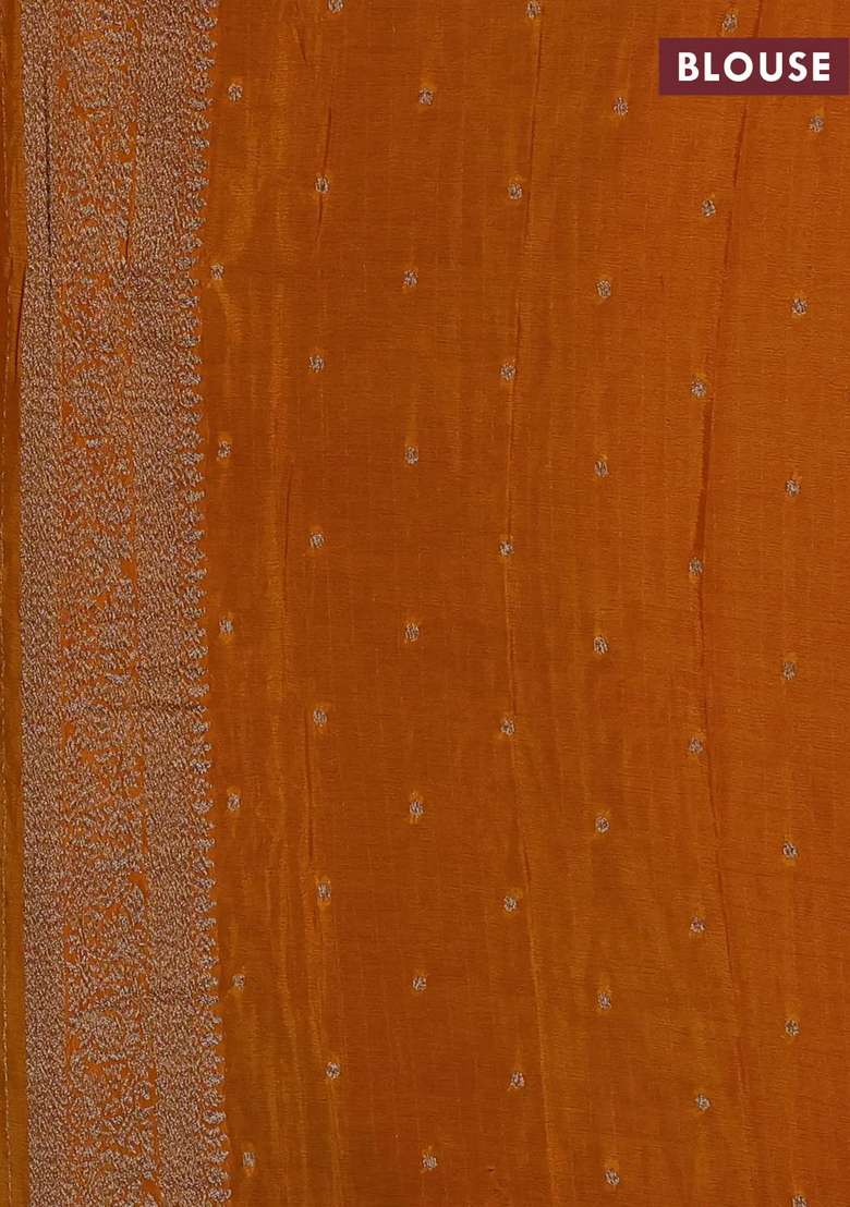 Banarasi Semi Crepe Saree Purple And Mustard Yellow With Allover Thread Zari Weaves And Woven Border With Traditional Woven Design For Women - Indya
