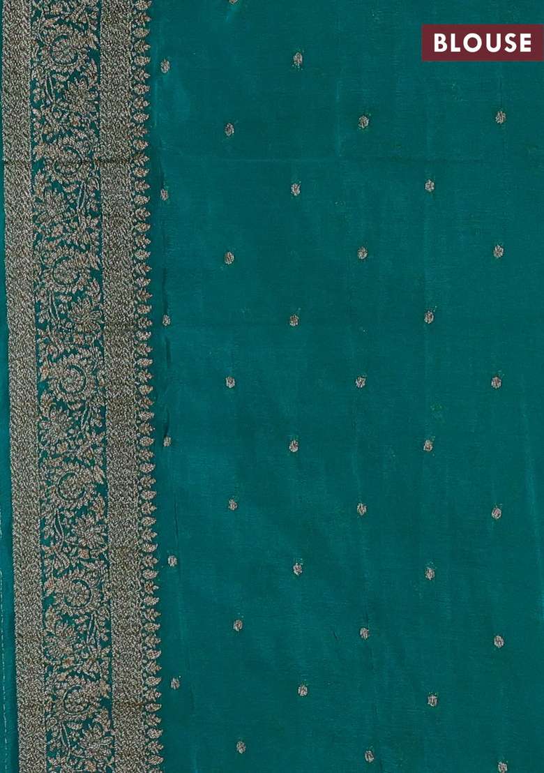 Banarasi Semi Crepe Saree Violet And Teal Blue With Allover Thread Zari Weaves And Woven Border With Traditional Woven Design For Women - Indya