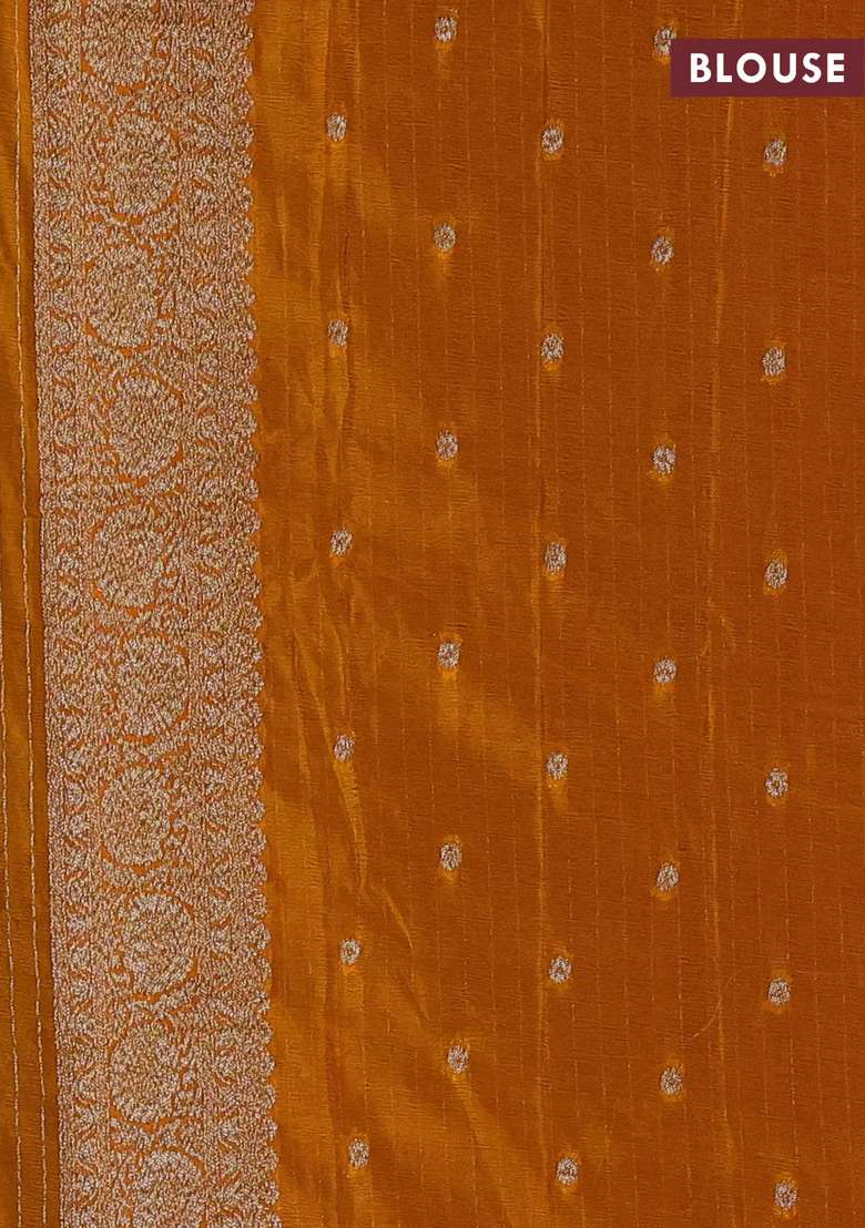 Banarasi Semi Crepe Saree Purple And Mustard Yellow With Woven Buttas And Woven Border With Buttas And Brocade Design For Women - Indya