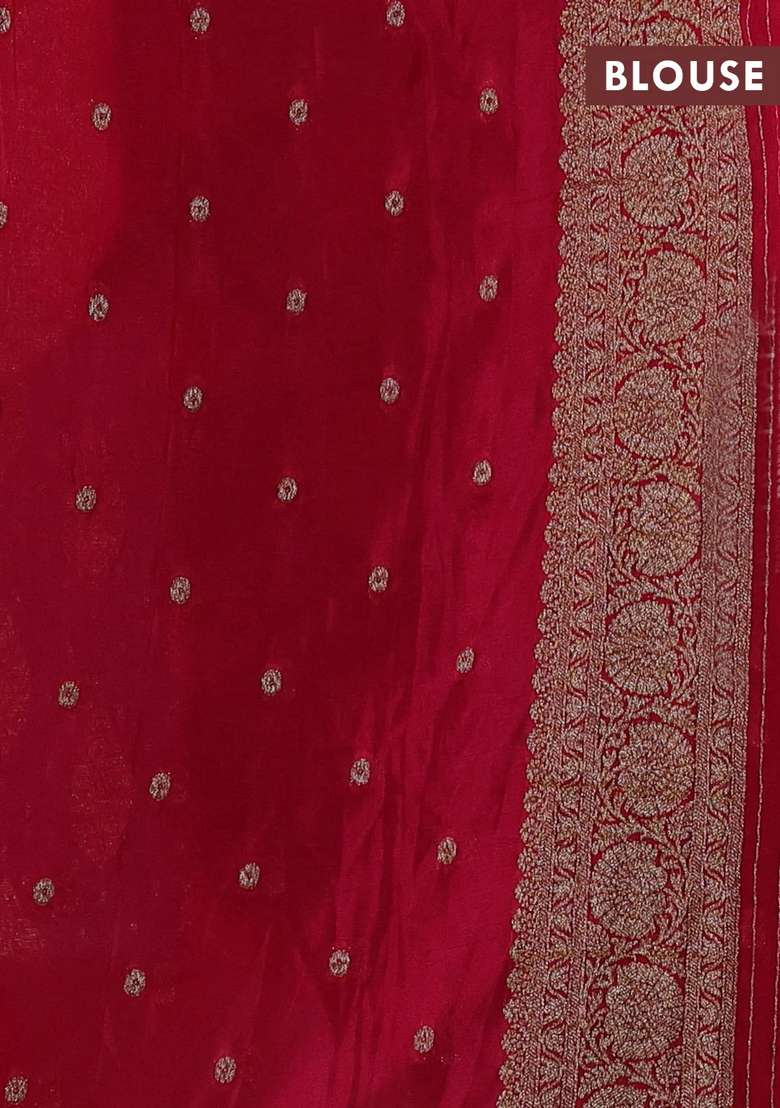 Banarasi Semi Crepe Saree Peacock Blue And Pink With Woven Buttas And Woven Border With Buttas And Brocade Design For Women - Indya