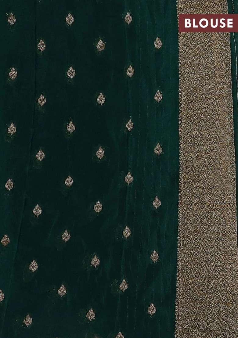 Banarasi Semi Crepe Saree Green With Woven Buttas And Woven Border With Buttas And Brocade Design For Women - Indya
