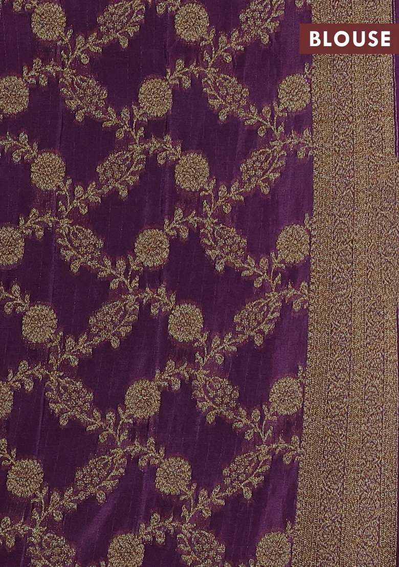 Banarasi Semi Crepe Saree Lavender With Woven Buttas And Woven Border With Buttas And Brocade Design For Women - Indya