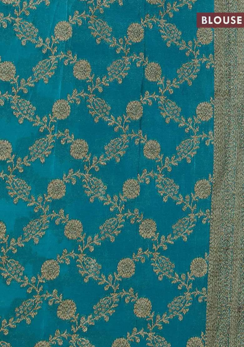 Banarasi Semi Crepe Saree Teal Blue With Woven Buttas And Woven Border With Buttas And Brocade Design For Women - Indya