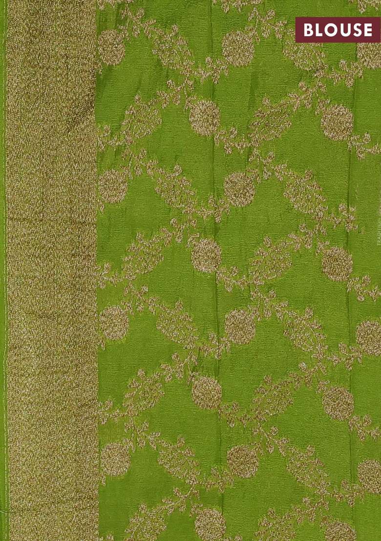 Banarasi Semi Crepe Saree Light Green With Woven Buttas And Woven Border With Buttas And Brocade Design For Women - Indya