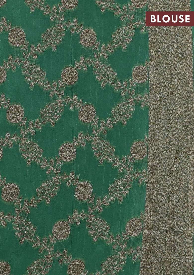 Banarasi Semi Crepe Saree Pastel Green With Woven Buttas And Woven Border With Buttas And Brocade Design For Women - Indya