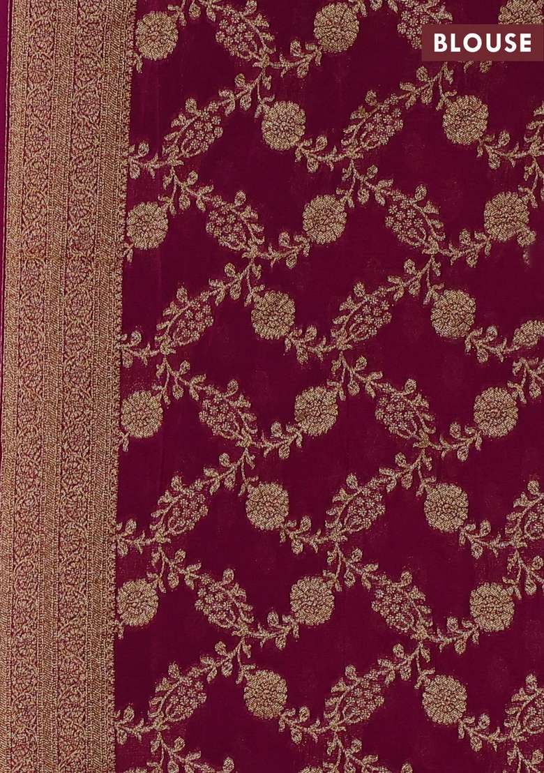 Banarasi Semi Crepe Saree Purple With Woven Buttas And Woven Border With Buttas And Brocade Design For Women - Indya