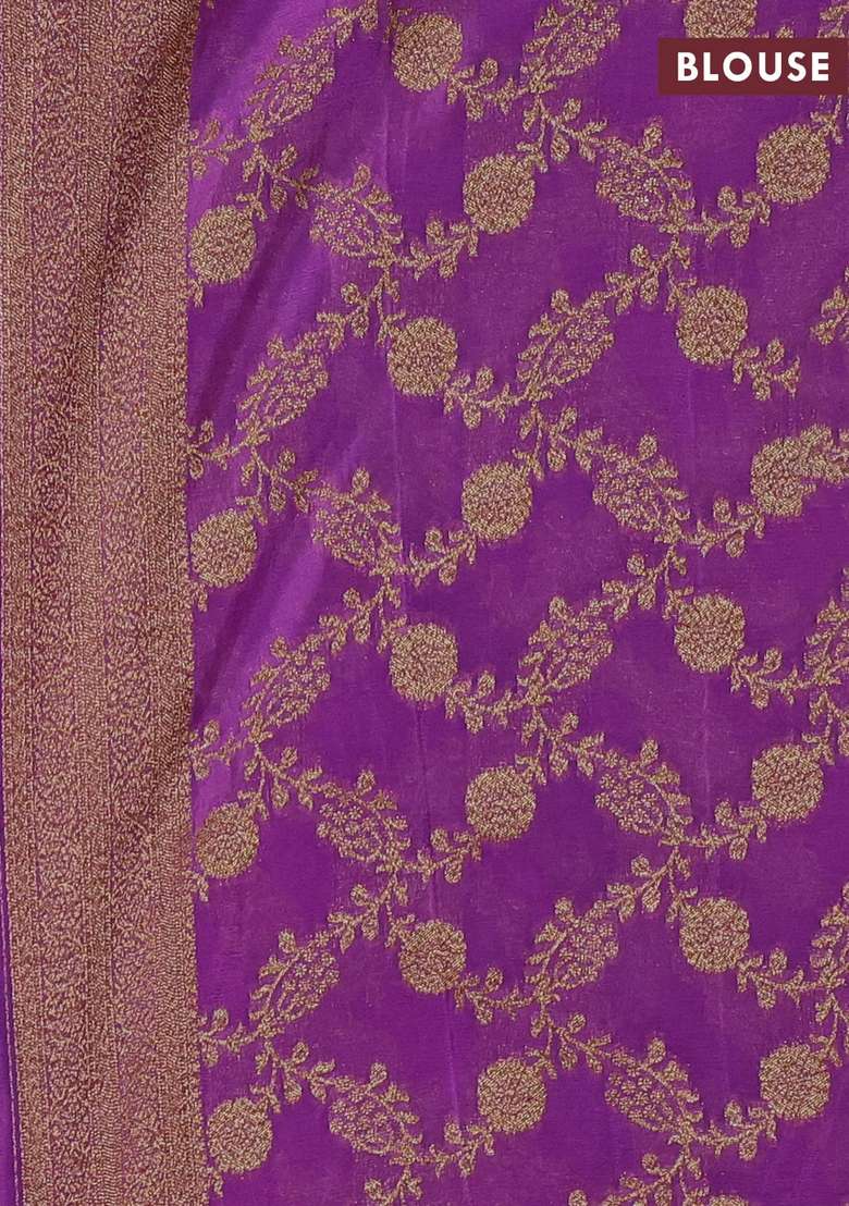Banarasi Semi Crepe Saree Lavender With Woven Buttas And Woven Border With Buttas And Brocade Design For Women - Indya